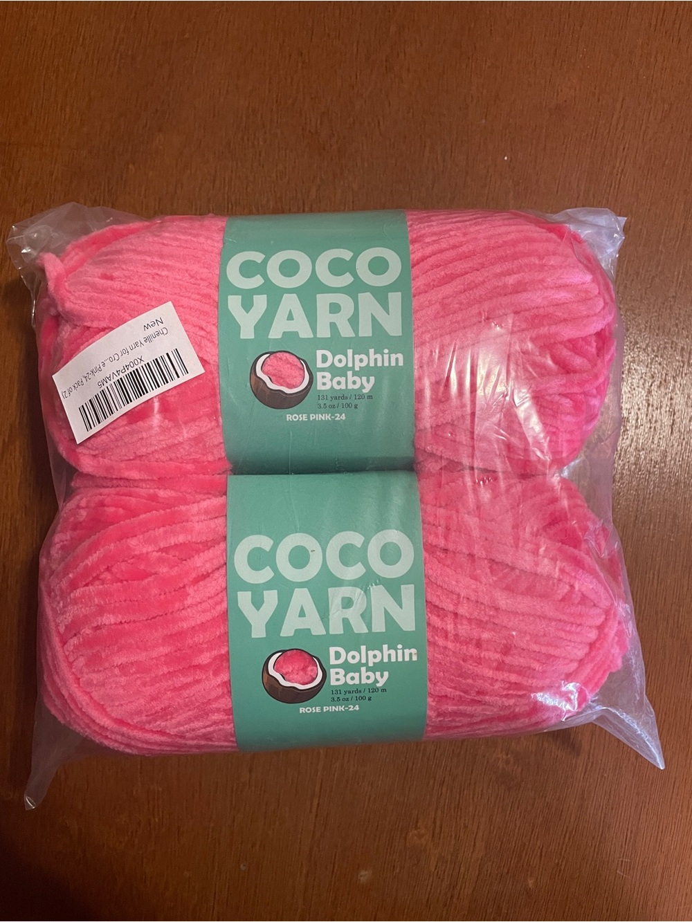 COCO YARN Dolphin Baby Chenille Yarn 2 Skeins Rose Pink Chenille Super Bulky